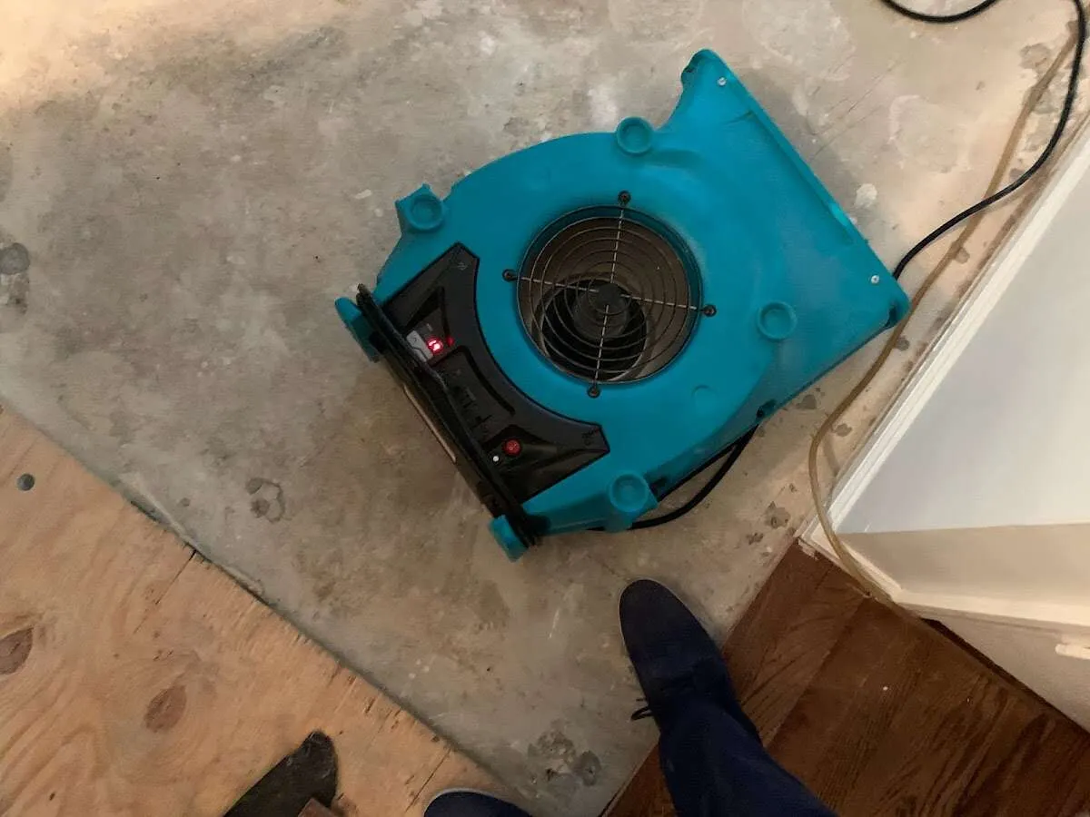 Air mover drying subfloor during Leak Detection & Repair in Altamonte Springs