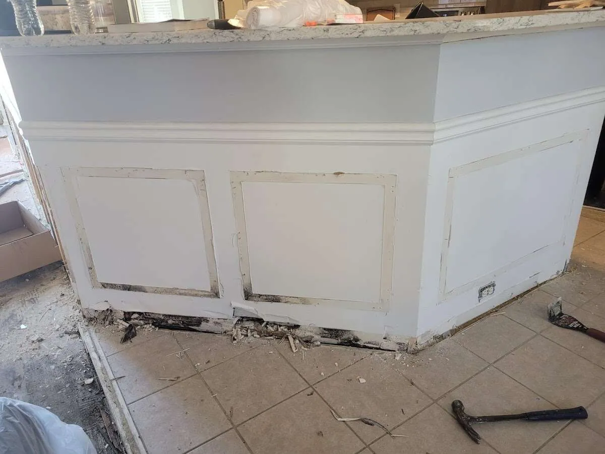 Water damage and mold on kitchen during Sewage Cleanup & Sanitation in Altamonte Springs